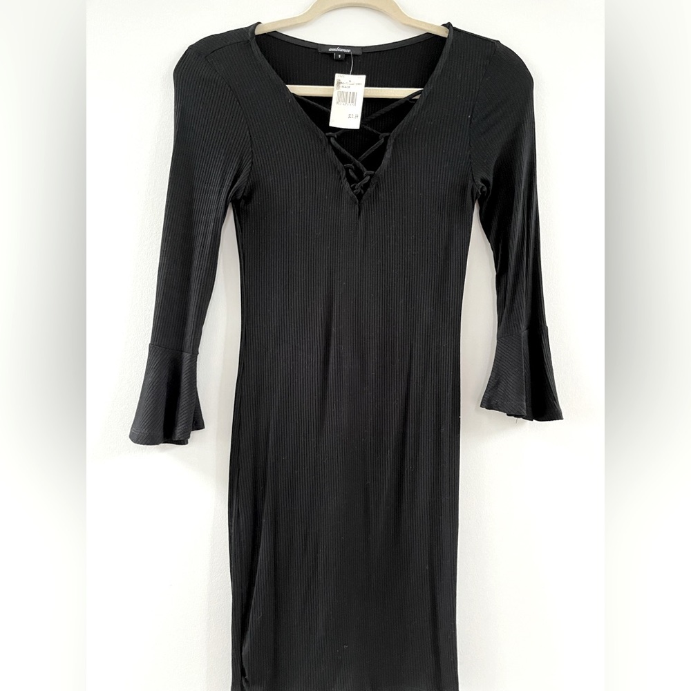 Womens Ambiance Black Long Sleeve dress